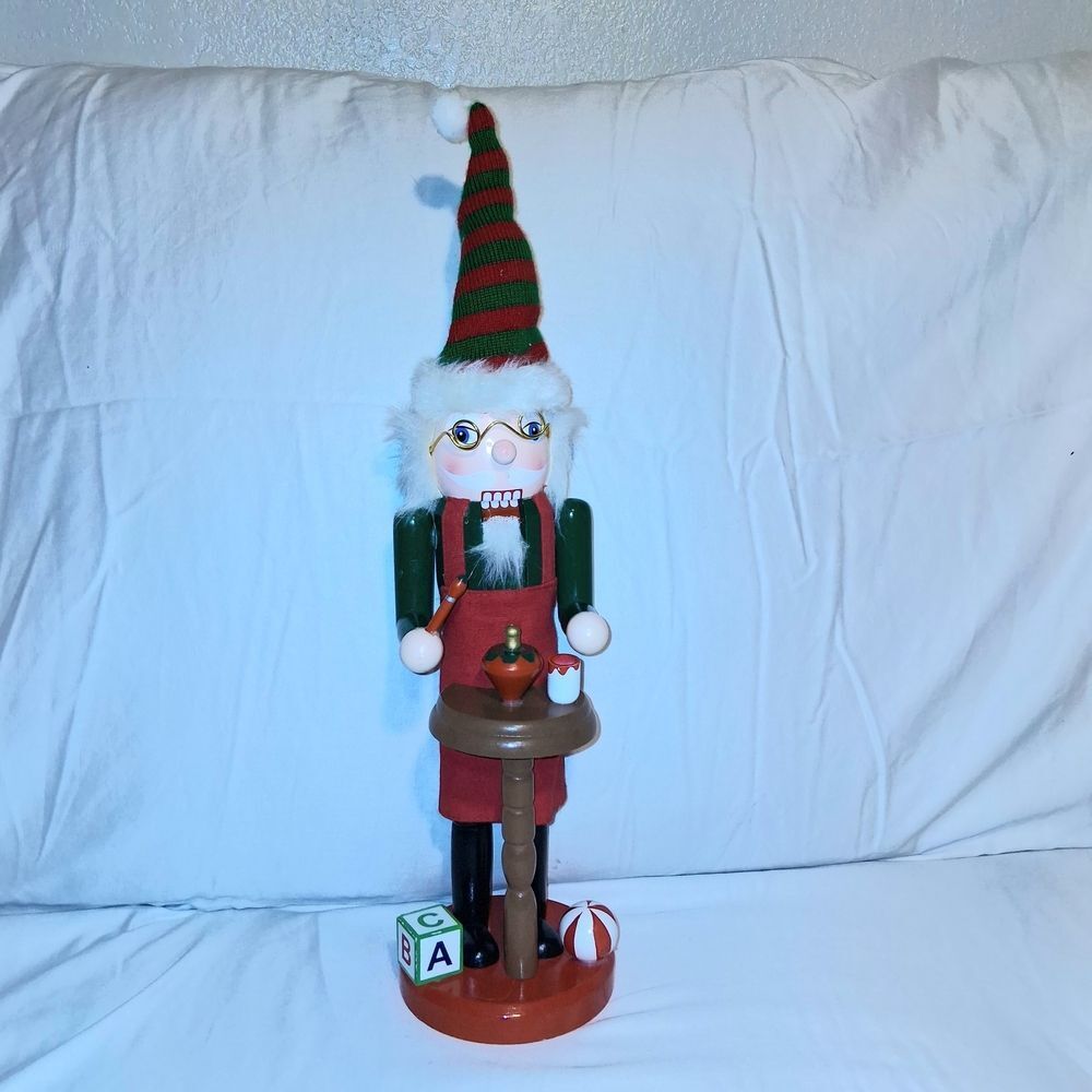 Festive Santa's Shop Elf Nutcracker Decor